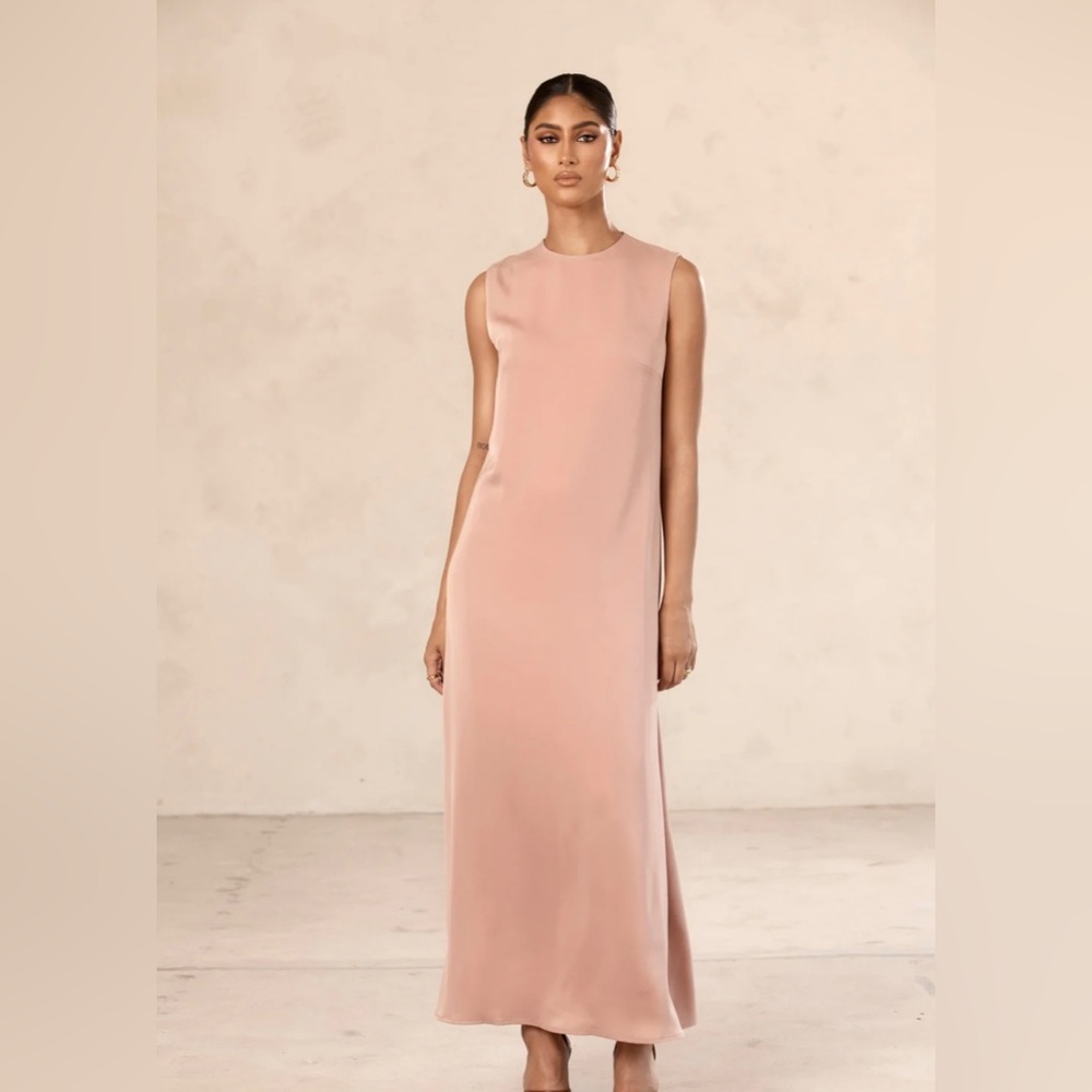 Sleeveless Inner Maxi Dress & Wrap Skirt Set in Dusty Rose